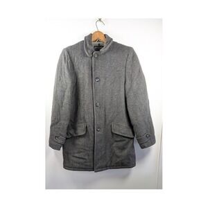 Vintage Campus Wool‎ Over Coat Men's Size 36 Herringbone Lined Heavy Made in USA